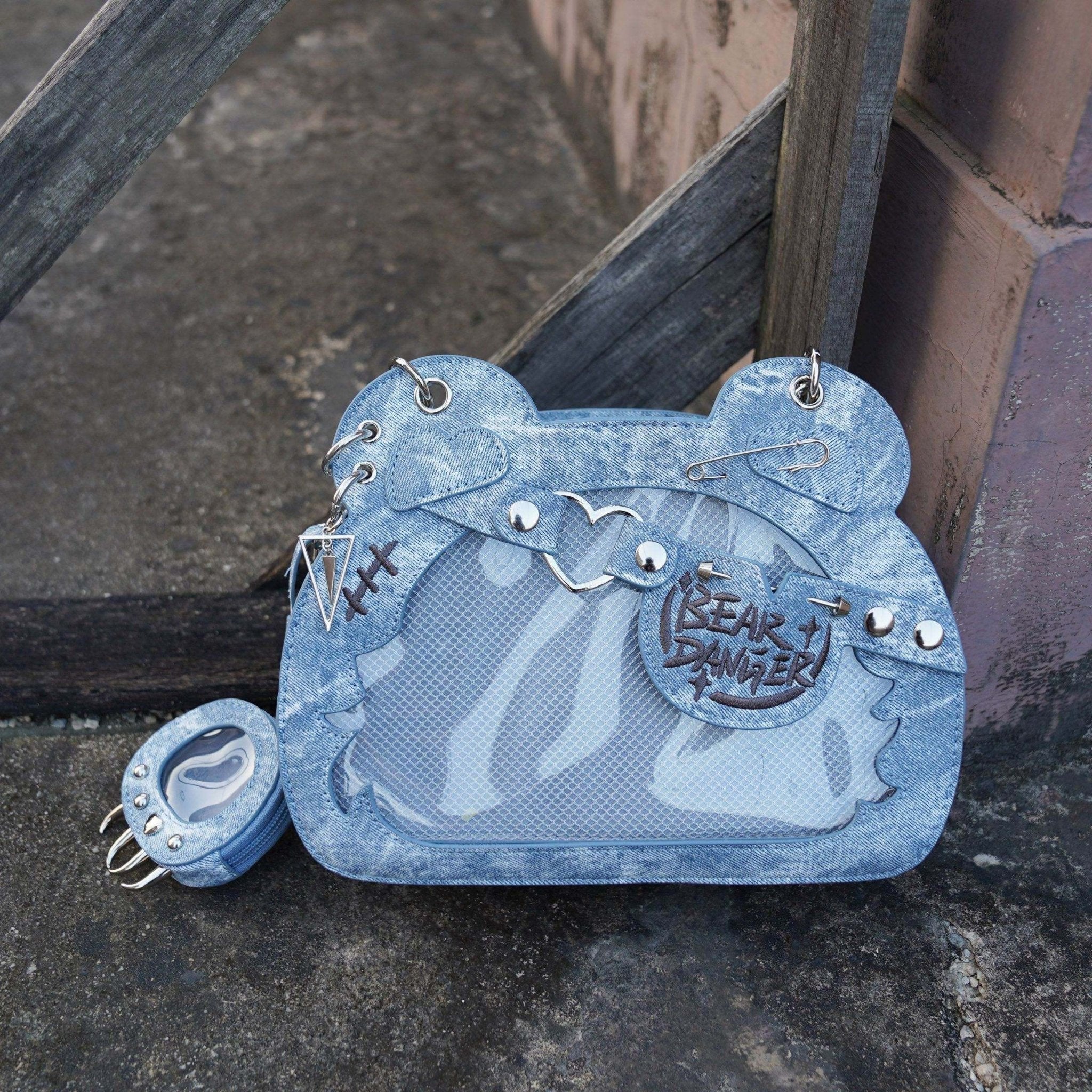 Cute Bear God Claw Patent Leather Ita Bag 1289 - LolitaEraBlueCute Bear God Claw Patent Leather Ita Bag 1289