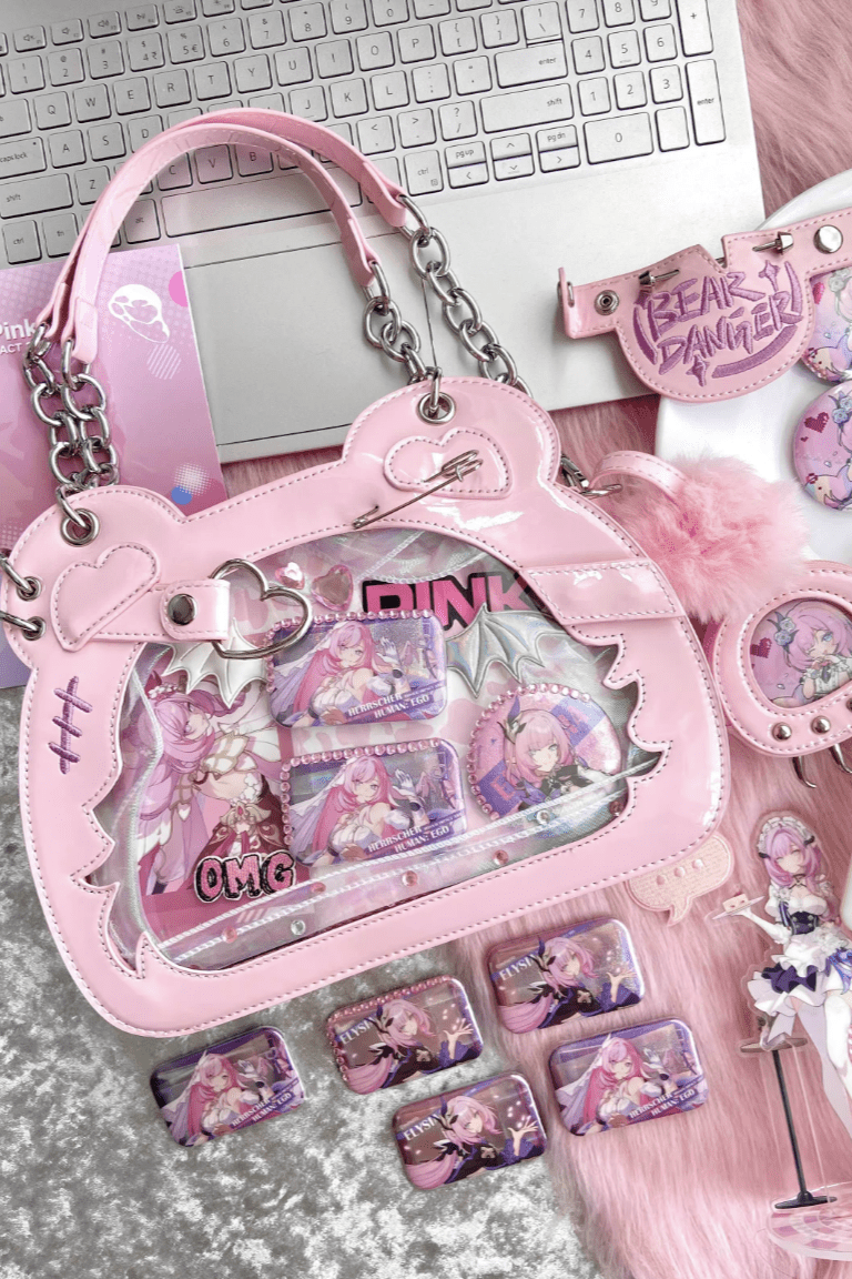 Cute Bear God Claw Patent Leather Ita Bag 1289 - LolitaEraSilverCute Bear God Claw Patent Leather Ita Bag 1289