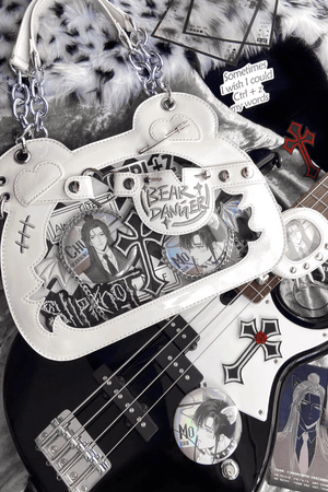 Cute Bear God Claw Patent Leather Ita Bag 1289 - LolitaEraSilverCute Bear God Claw Patent Leather Ita Bag 1289