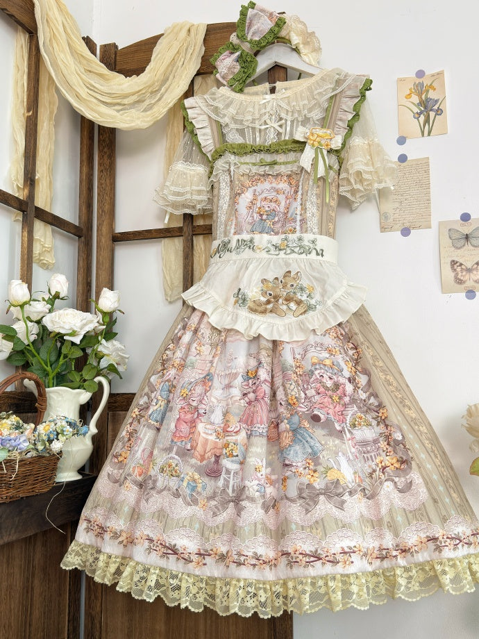 Spring Sheep Pastoral Lolita Printed JSK Dress