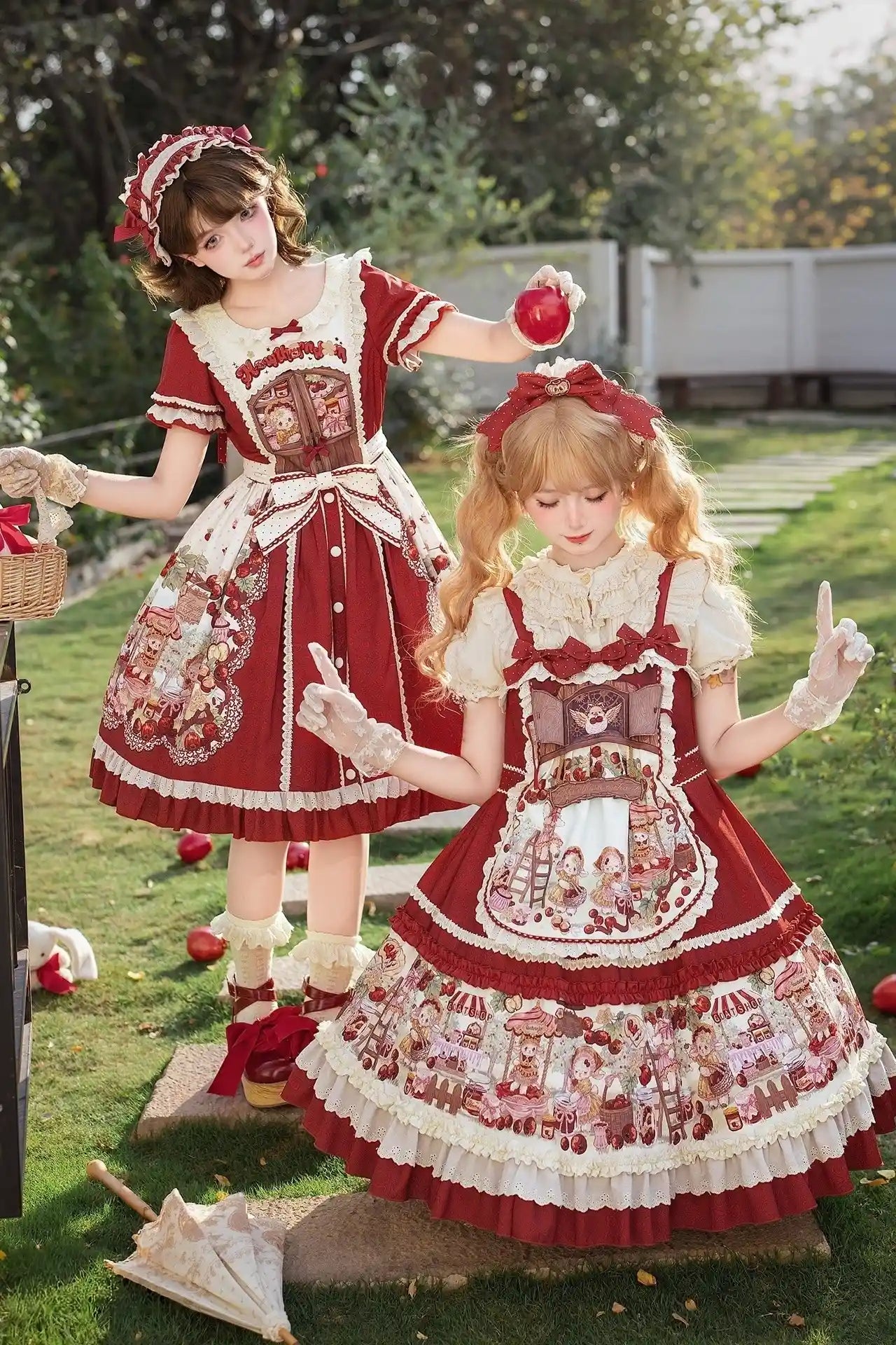 Hawthorn Berry Jam Doll Print Vintage Sweet Lolita OP/JSK Dress