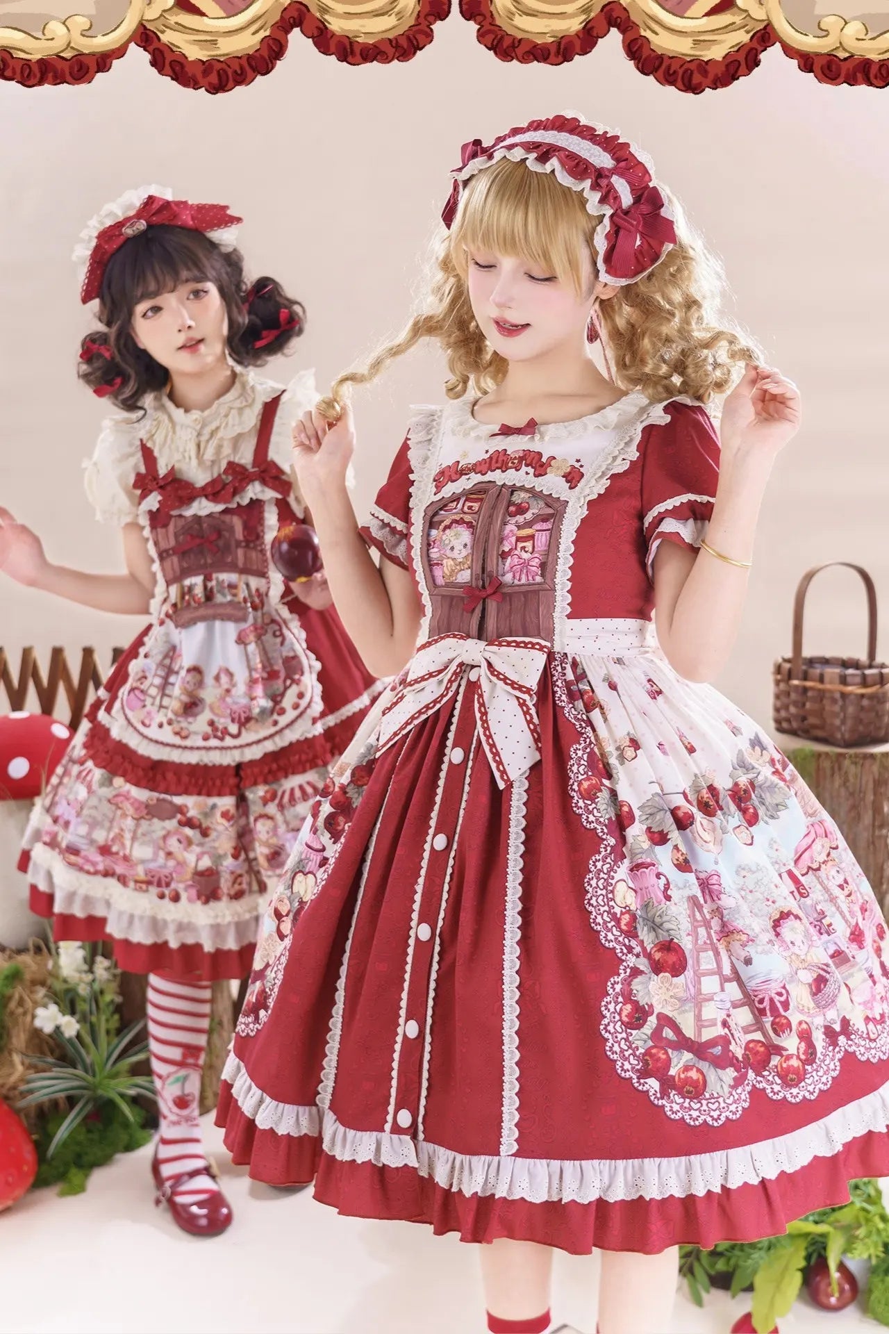 Hawthorn Berry Jam Doll Print Vintage Sweet Lolita OP/JSK Dress