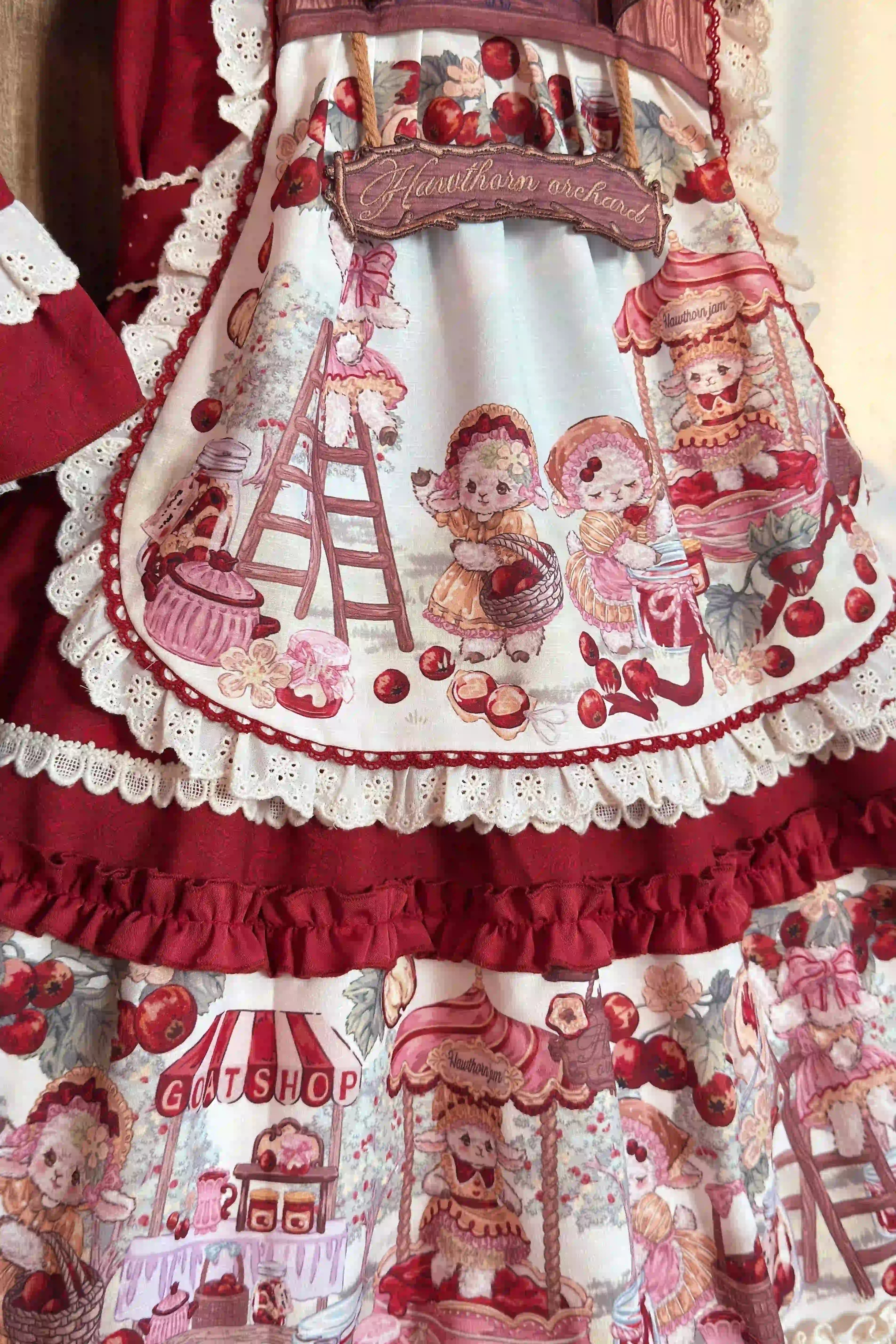 Hawthorn Berry Jam Doll Print Vintage Sweet Lolita OP/JSK Dress