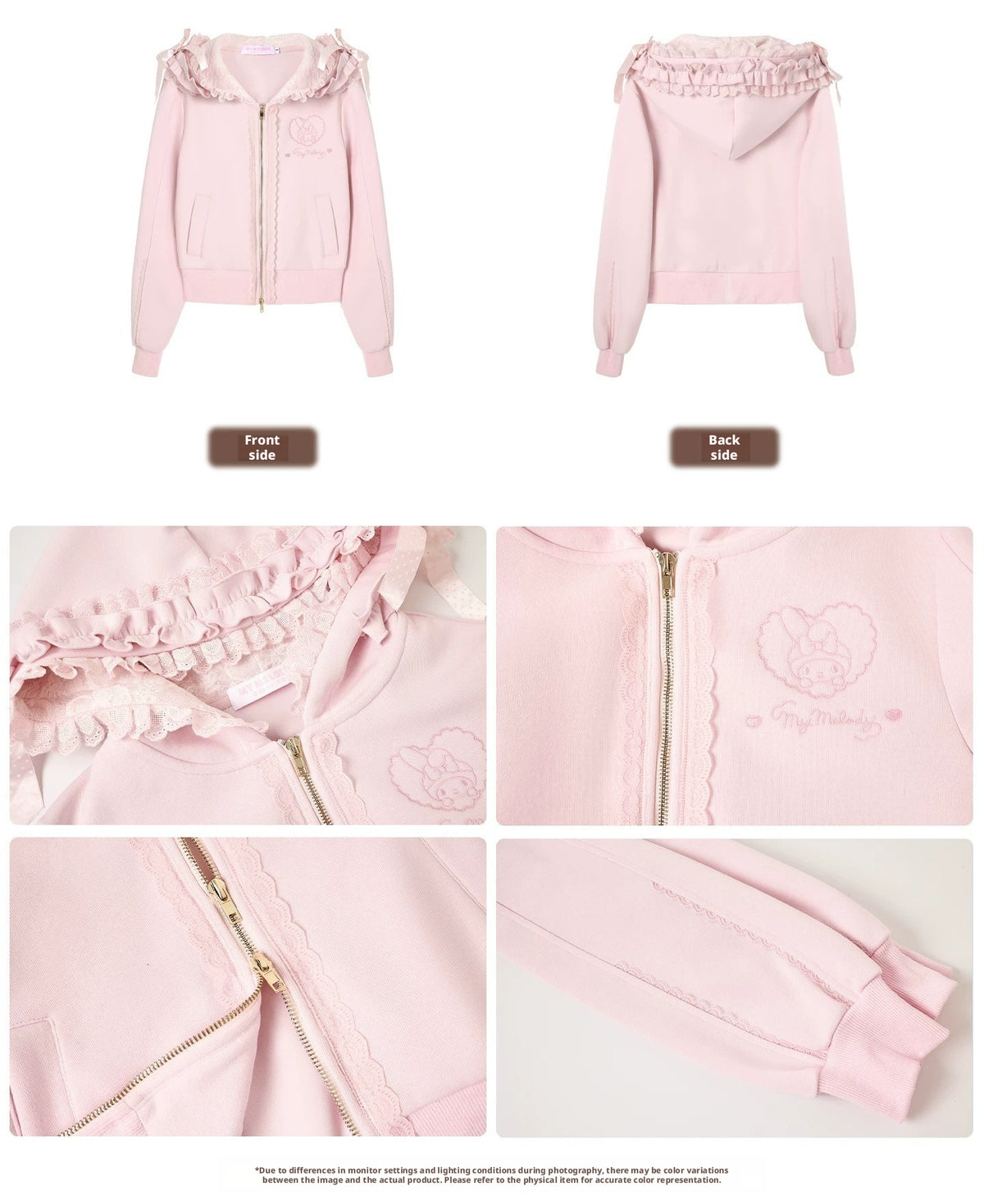 My Melody Pink Ruffle Hood Zip Up Sweatshirt Jacket