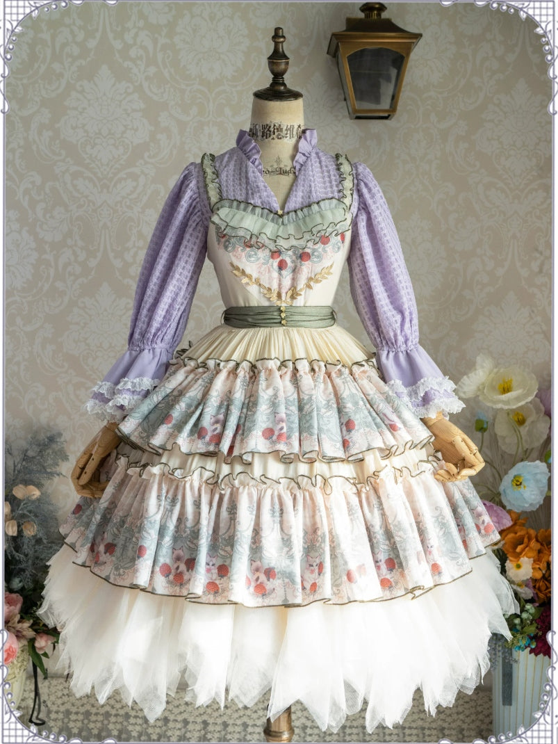 Berry Pie Lolita Print Long / Short JSK Dress