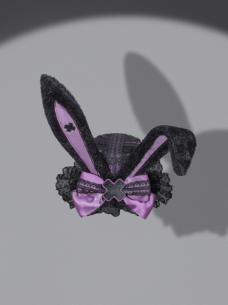 Dark Bunny Striped Gothic Lolita Dress with Rabbit Ear Hat and Tail - LolitaEra