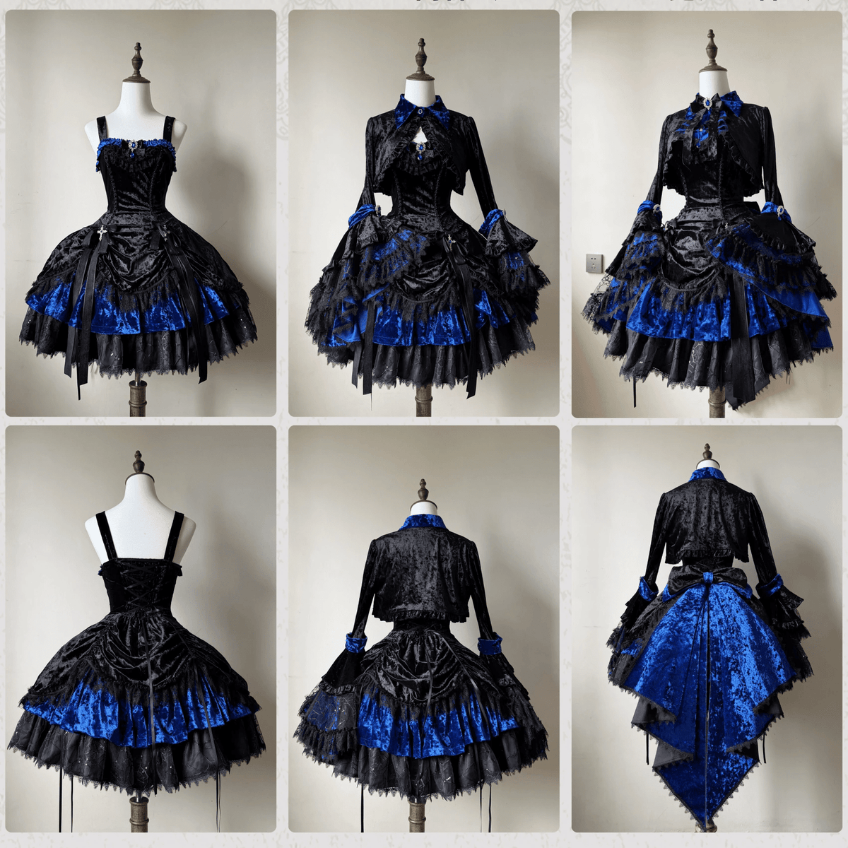Dark Crow Poem Gothic Lolita Velvet JSK Dress Set - LolitaEra