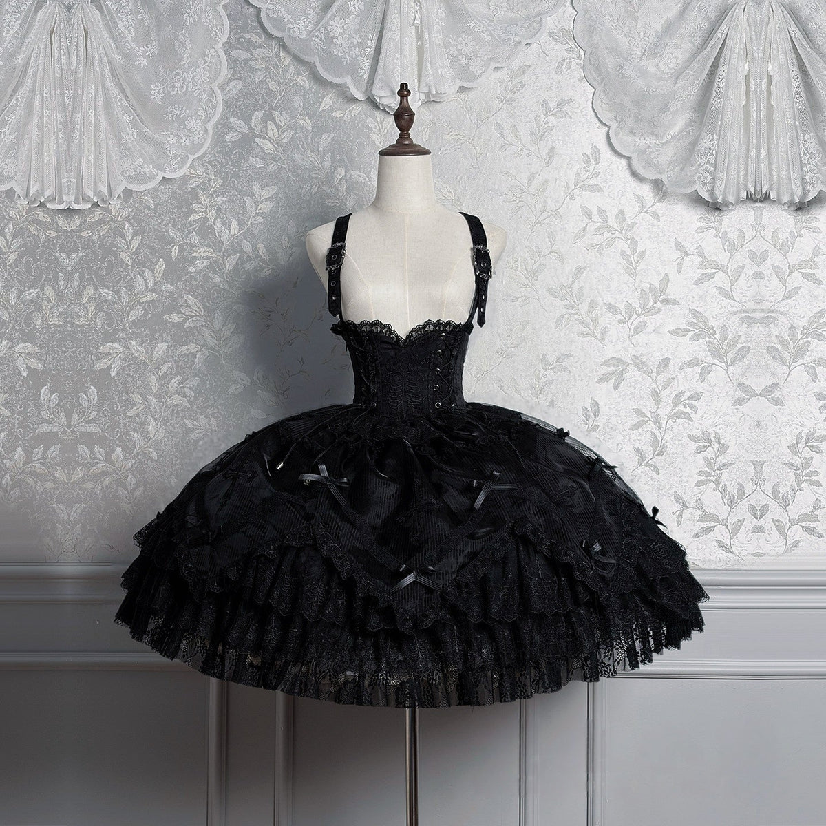 Dark Mist Banquet Gothic Suspender Dress & Blouse Set - LolitaEra