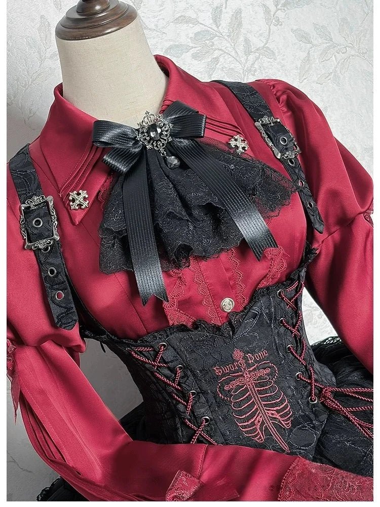 Dark Mist Banquet Gothic Suspender Dress & Blouse Set - LolitaEra