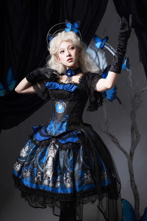 Dark Moon Corridor Gothic Lolita Set 1215 - LolitaEraFour - Piece Red SetSDark Moon Corridor Gothic Lolita Set 1215