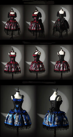 Dark Moon Corridor Gothic Lolita Set 1215 - LolitaEraFour - Piece Red SetSDark Moon Corridor Gothic Lolita Set 1215