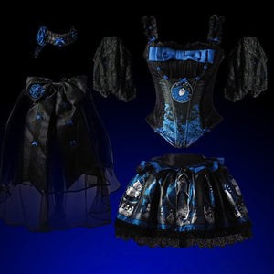 Dark Moon Corridor Gothic Lolita Set 1215 - LolitaEraSix - Piece Blue SetSDark Moon Corridor Gothic Lolita Set 1215