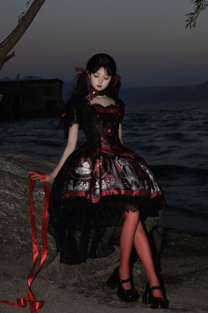 Dark Moon Corridor Gothic Lolita Set 1215 - LolitaEraFour - Piece Red SetSDark Moon Corridor Gothic Lolita Set 1215