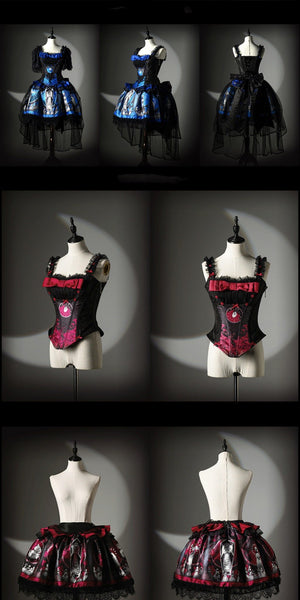 Dark Moon Corridor Gothic Lolita Set 1215 - LolitaEraFour - Piece Red SetSDark Moon Corridor Gothic Lolita Set 1215