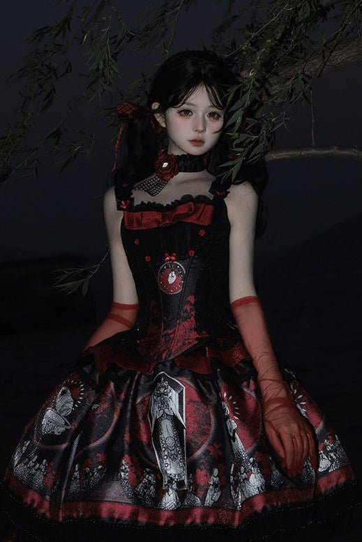 Dark Moon Corridor Lolita Gothic Corset SK Set - LolitaEra