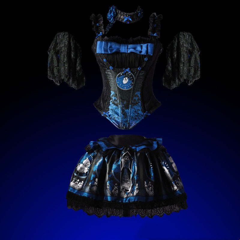 Dark Moon Corridor Lolita Gothic Corset SK Set - LolitaEra