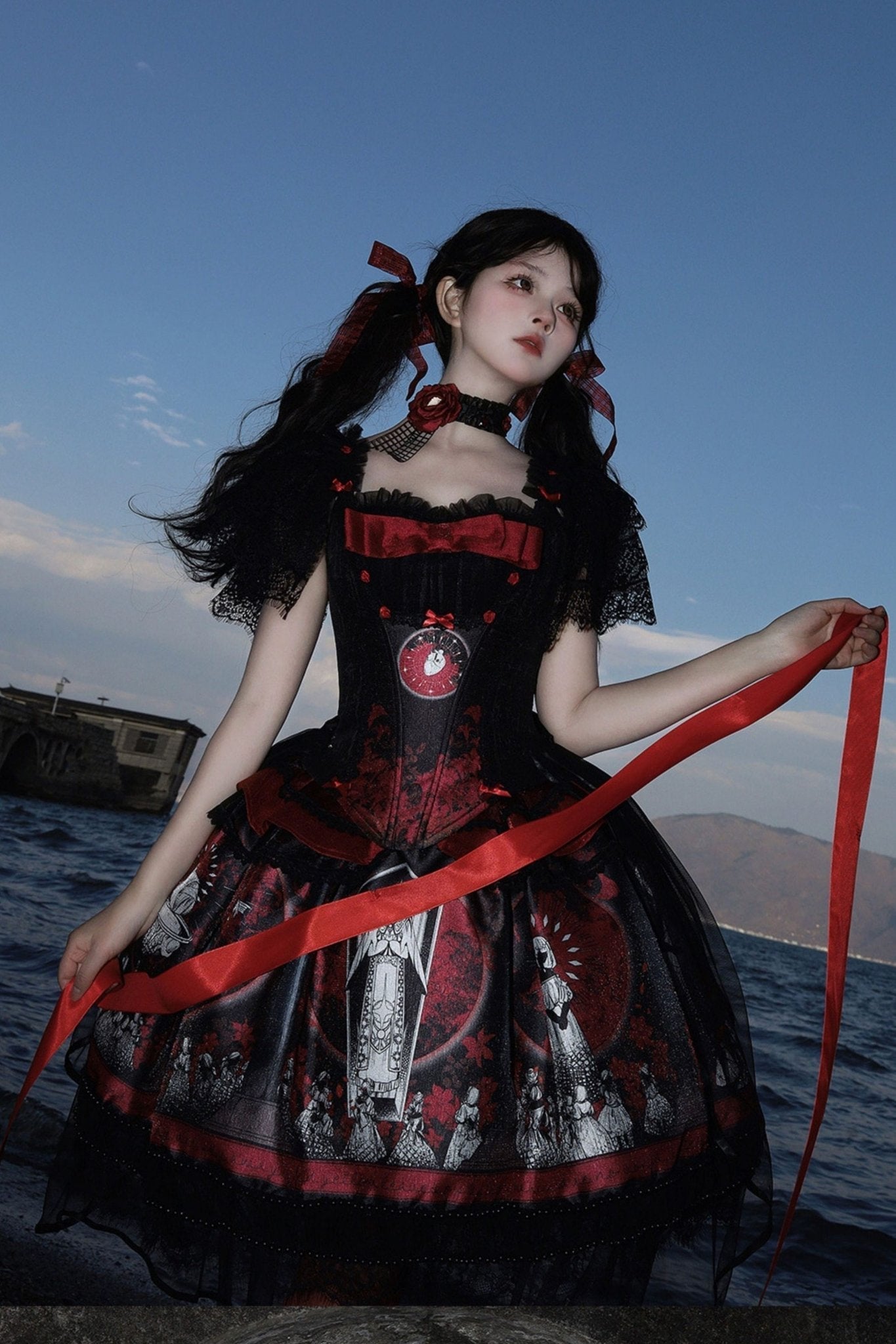 Dark Moon Corridor Lolita Gothic Corset SK Set - LolitaEra