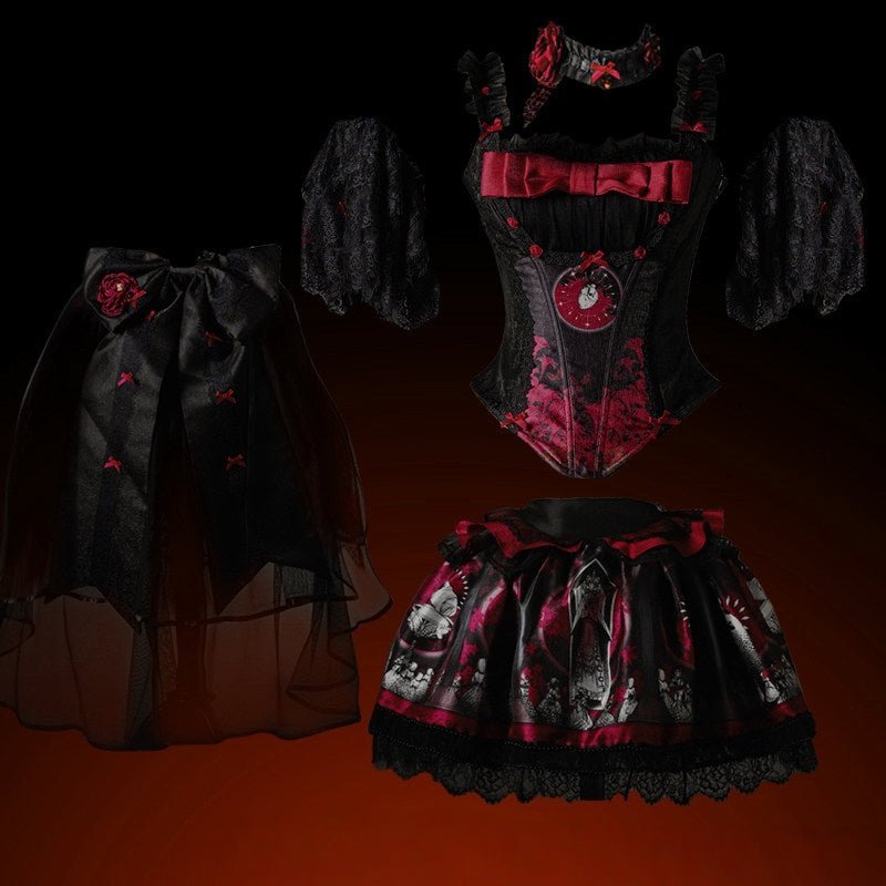 Dark Moon Corridor Lolita Gothic Corset SK Set - LolitaEra
