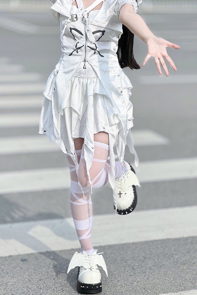 Dark Night Earl Punk Dark Platform Shoes LE5113 - LolitaEraWhite34Dark Night Earl Punk Dark Platform Shoes LE5113