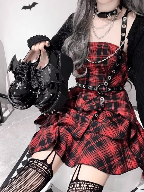 Dark Night Earl Punk Dark Platform Shoes LE5113 - LolitaEraBlack Set34Dark Night Earl Punk Dark Platform Shoes LE5113