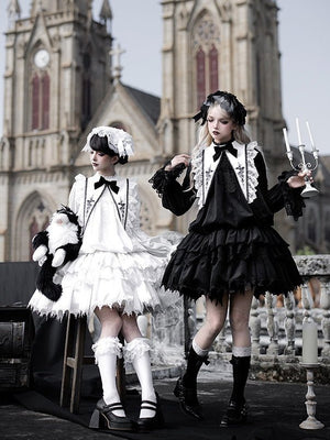 Dawn Chime & Dusk Ballad Gothic Doll - Silhouette Twin OP - LolitaEraWhite SetSDawn Chime & Dusk Ballad Gothic Doll - Silhouette Twin OP