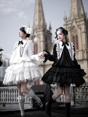 Dawn Chime & Dusk Ballad Gothic Doll - Silhouette Twin OP - LolitaEraWhite SetSDawn Chime & Dusk Ballad Gothic Doll - Silhouette Twin OP