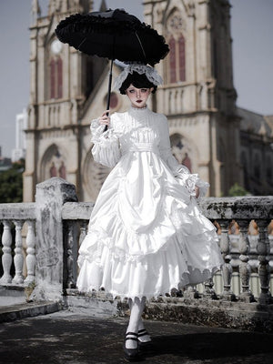 Dawn Chime & Dusk Ballad Gothic Doll - Silhouette Twin OP - LolitaEraWhite SetSDawn Chime & Dusk Ballad Gothic Doll - Silhouette Twin OP