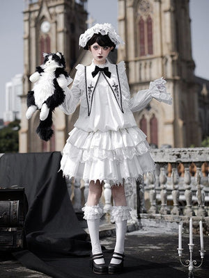 Dawn Chime & Dusk Ballad Gothic Doll - Silhouette Twin OP - LolitaEraWhite SetSDawn Chime & Dusk Ballad Gothic Doll - Silhouette Twin OP