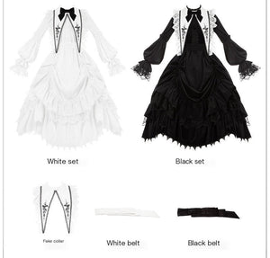 Dawn Chime & Dusk Ballad Gothic Doll - Silhouette Twin OP - LolitaEraBlack SetSDawn Chime & Dusk Ballad Gothic Doll - Silhouette Twin OP