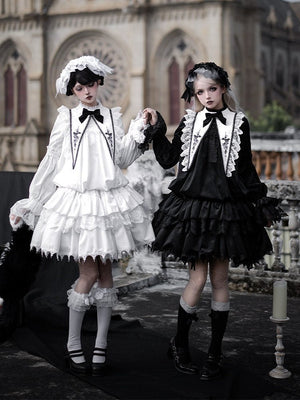 Dawn Chime & Dusk Ballad Gothic Doll - Silhouette Twin OP - LolitaEraWhite SetSDawn Chime & Dusk Ballad Gothic Doll - Silhouette Twin OP