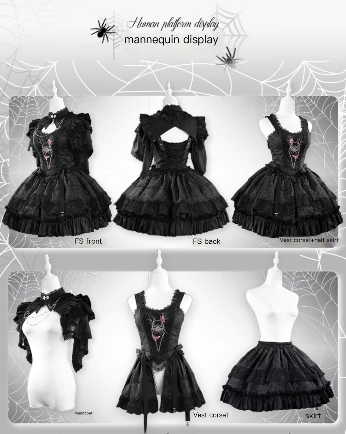 Dawn & Dusk Gothic Mini Skirt Set - LolitaEraBlack SetSDawn & Dusk Gothic Mini Skirt Set