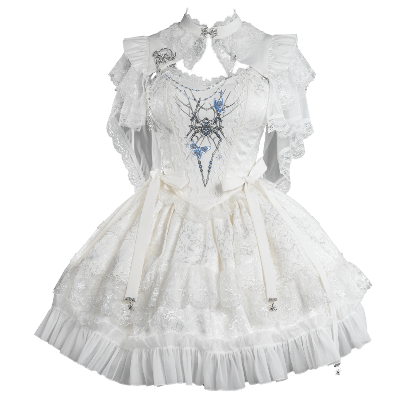 Dawn & Dusk Gothic Mini Skirt Set - LolitaEraWhite SetSDawn & Dusk Gothic Mini Skirt Set