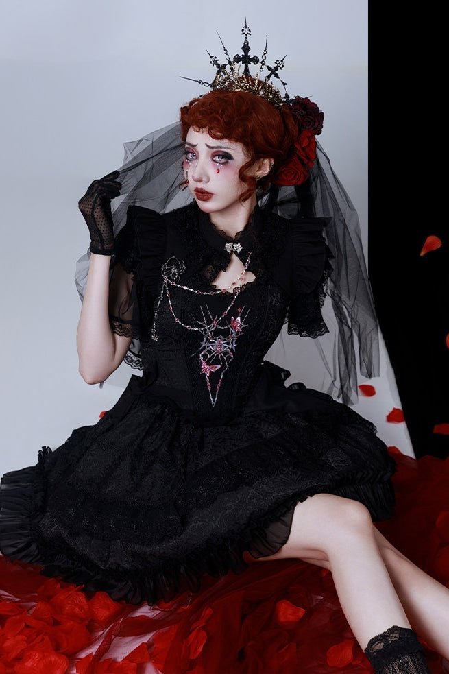 Dawn & Dusk Gothic Mini Skirt Set - LolitaEraBlack SetSDawn & Dusk Gothic Mini Skirt Set