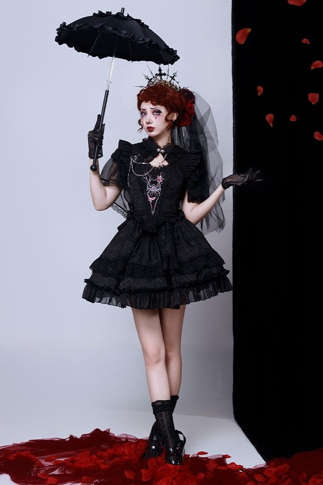 Dawn & Dusk Gothic Mini Skirt Set - LolitaEraBlack SetSDawn & Dusk Gothic Mini Skirt Set