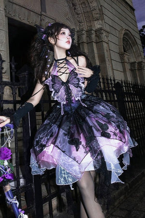 Dead - Leaf Butterfly Gothic Lolita JSK Dress - LolitaEraFull SetSDead - Leaf Butterfly Gothic Lolita JSK Dress