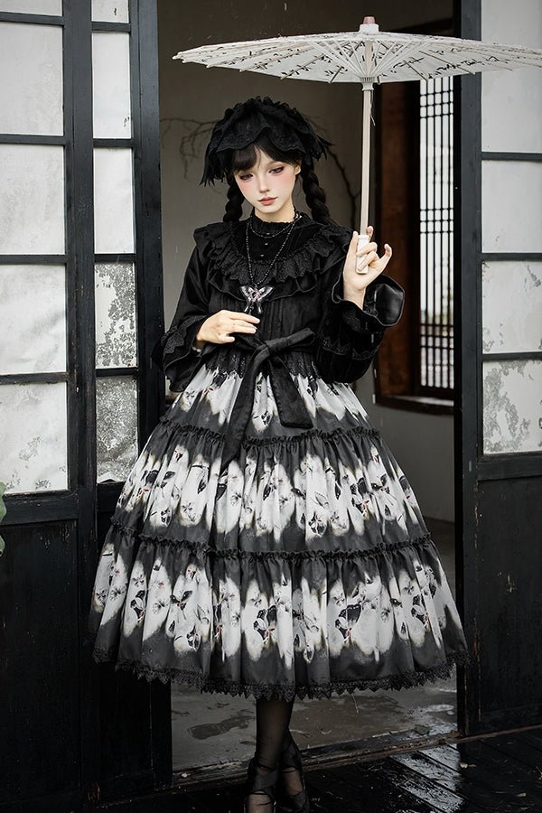 Dead Leaf Butterfly Pattern Lolita OP JSK - LolitaEraJSK SetSDead Leaf Butterfly Pattern Lolita OP JSK