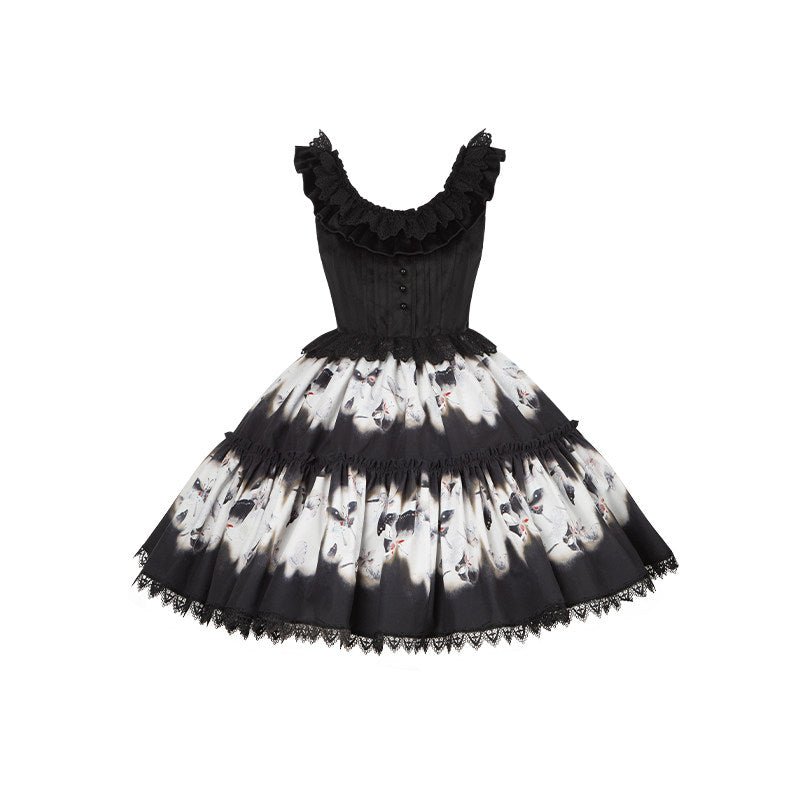 Dead Leaf Butterfly Pattern Lolita OP JSK - LolitaEra