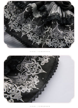 Deer Comes With Dreams Silver Black Lace Lolita JSK - LolitaEraBlack SetXSDeer Comes With Dreams Silver Black Lace Lolita JSK