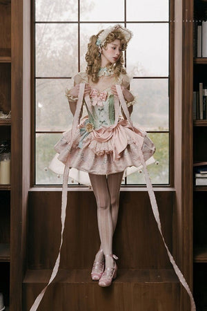 Deer Leaping Through Dreams Lolita Lace Train JSK - LolitaEraSetXSDeer Leaping Through Dreams Lolita Lace Train JSK