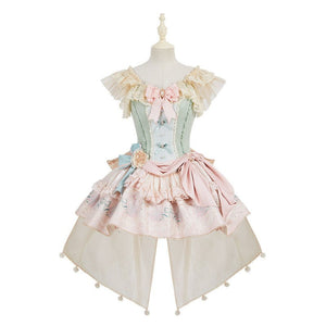 Deer Leaping Through Dreams Lolita Lace Train JSK - LolitaEraWakakusa JSKXSDeer Leaping Through Dreams Lolita Lace Train JSK