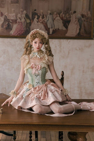 Deer Leaping Through Dreams Lolita Lace Train JSK - LolitaEraSetXSDeer Leaping Through Dreams Lolita Lace Train JSK