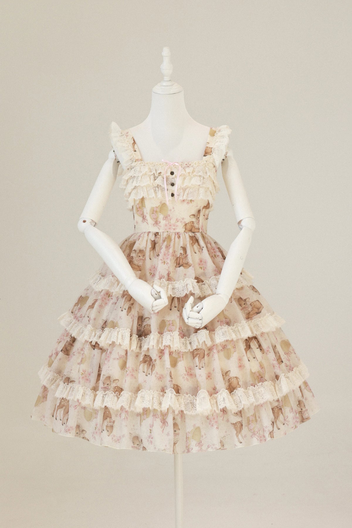 "Little Deer Princess" Twelve Flowers Original Print Tiered Dress JSK Camisole Top Set Skirt SK