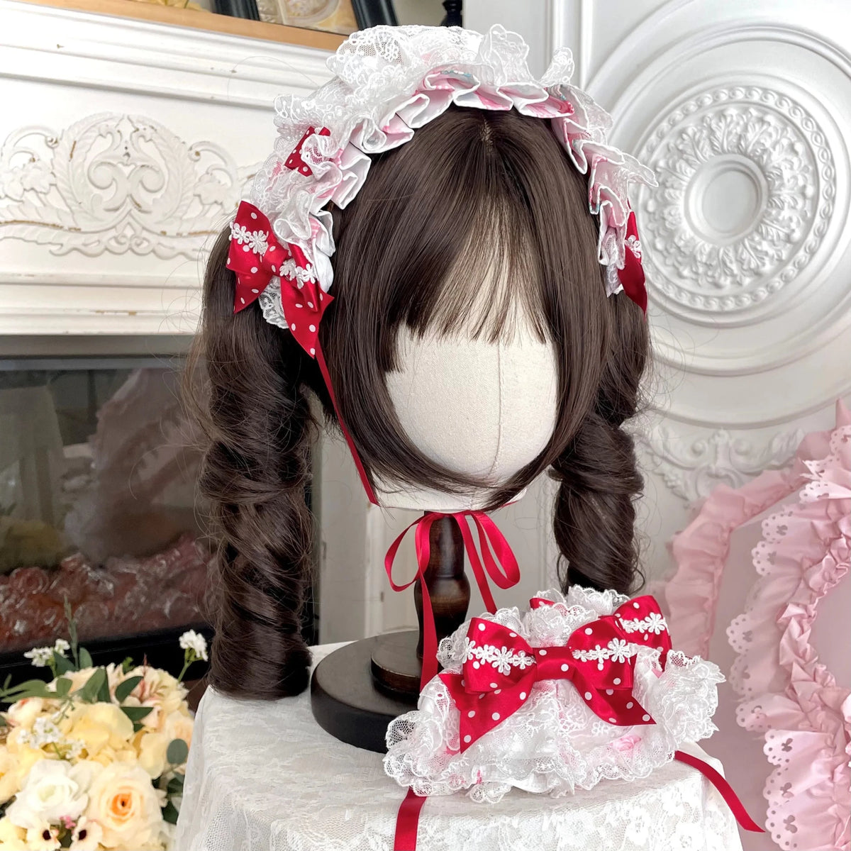 Deer Strawberry Garden Old-School Strawberry Print Lolita JSK Accessories - LolitaEra