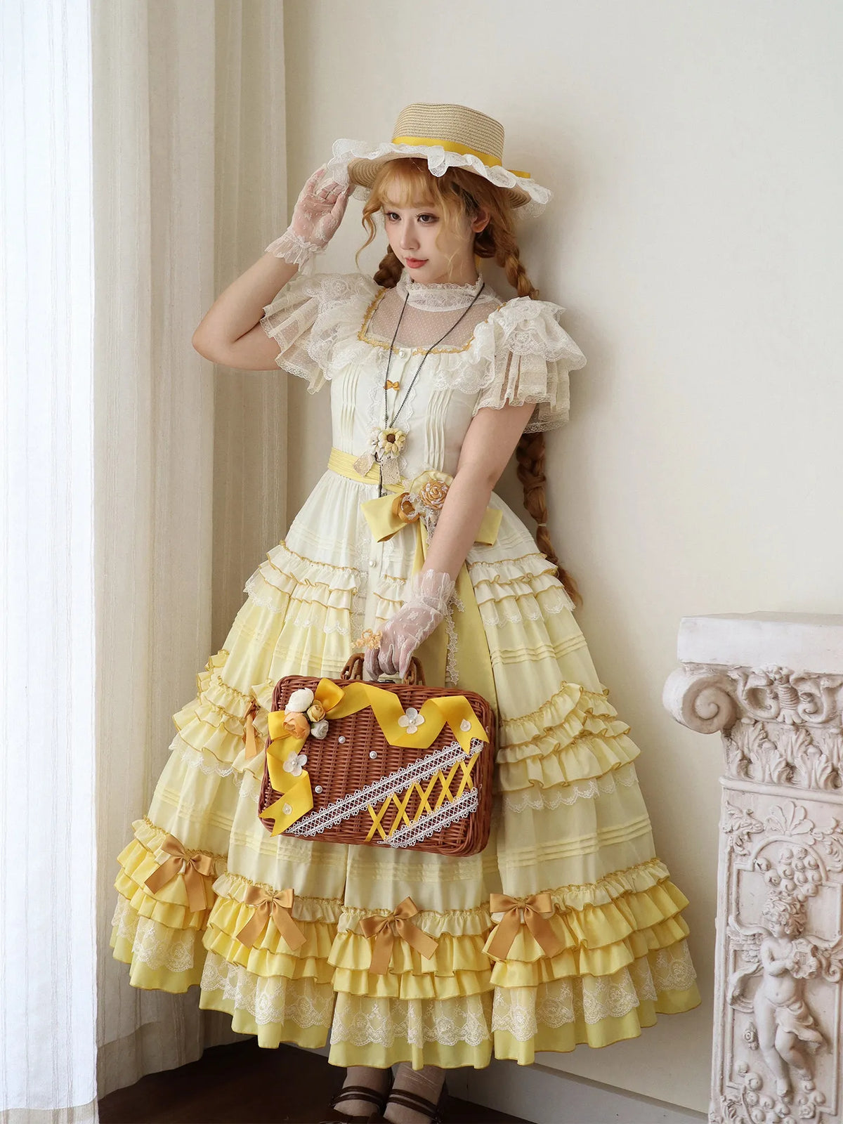 Deposit: Tasha's Garden Jsk Gradient Cream Cake Flutter Sleeve Open Front Cla Heavy Craft Forest Style Retro