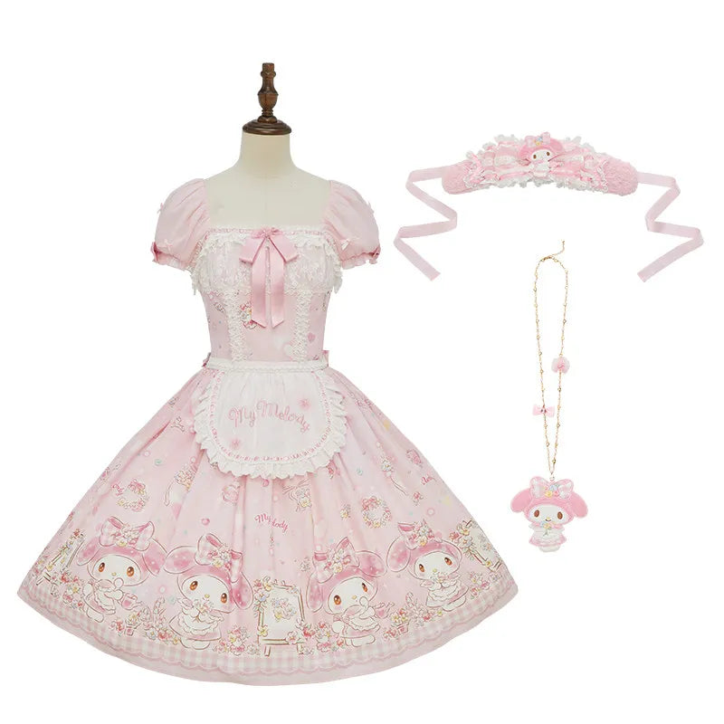 Deposit: Midsummer Story My Melody Collaboration Series Open Front Op Slim Fit Op Necklace Bow Hairband