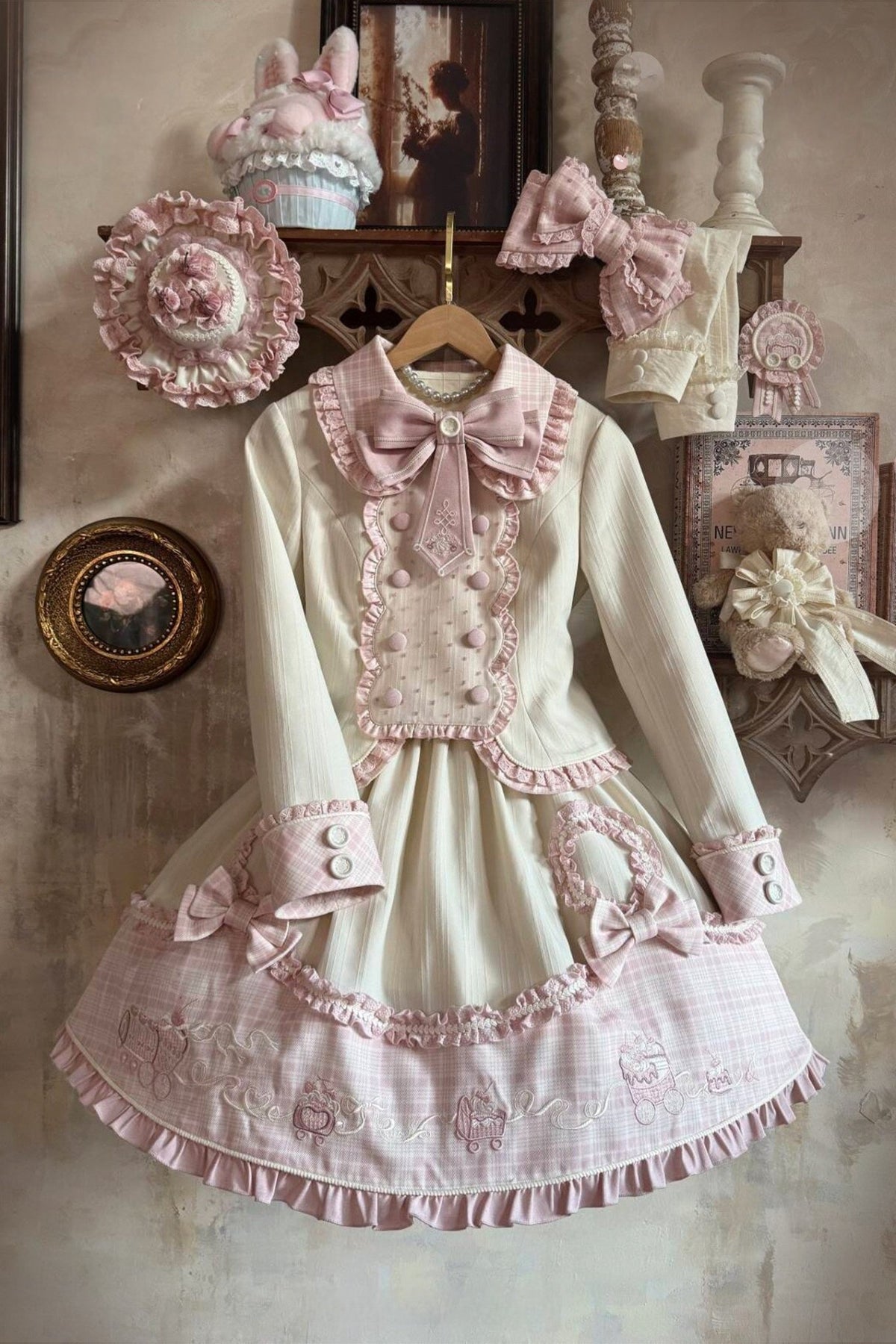 Dessert Train Sweet Lolita Inner Top & SK Jumper Skirt Set - LolitaEra