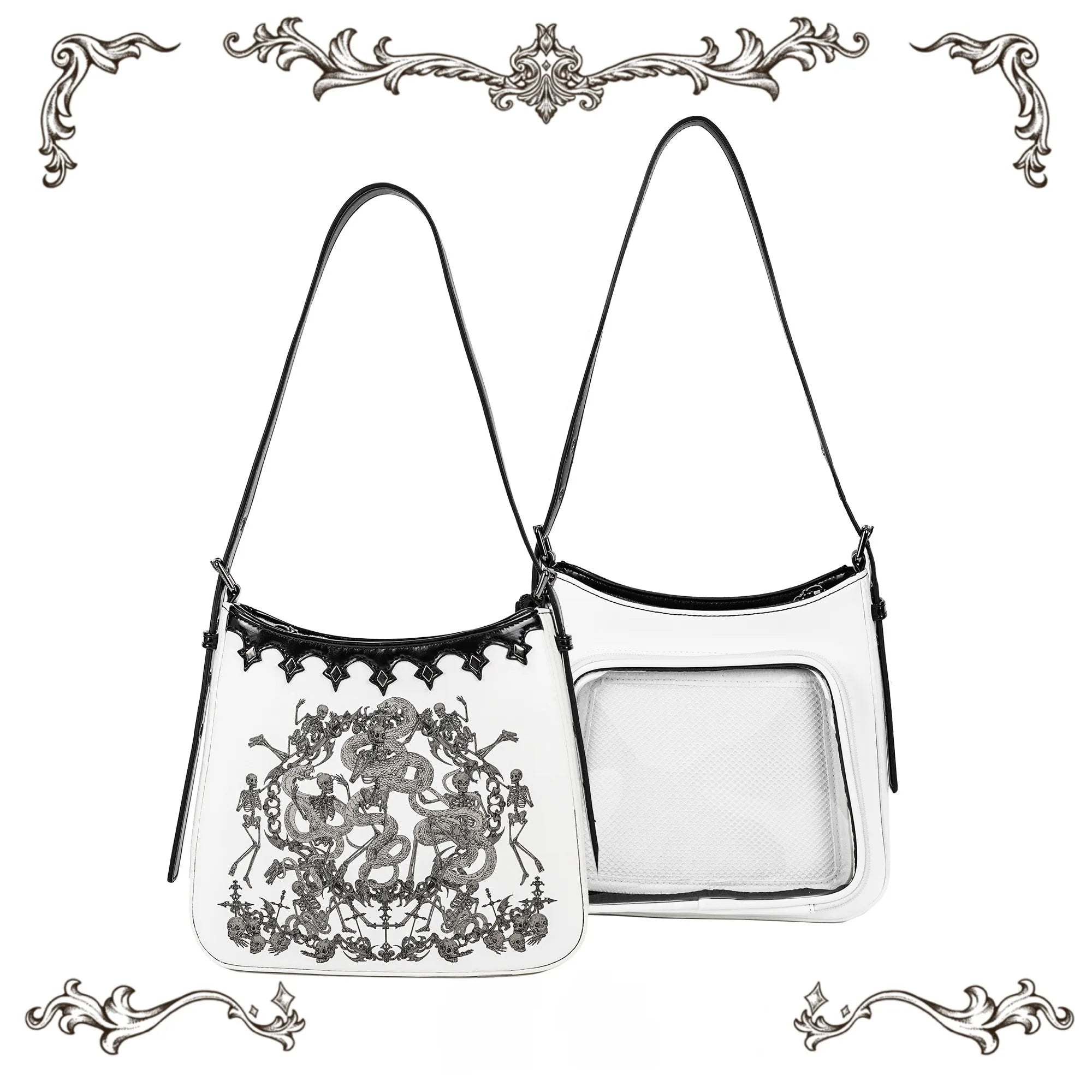 Snake Bone Hell Gothic Mini Ita Underarm Shoulder Bag