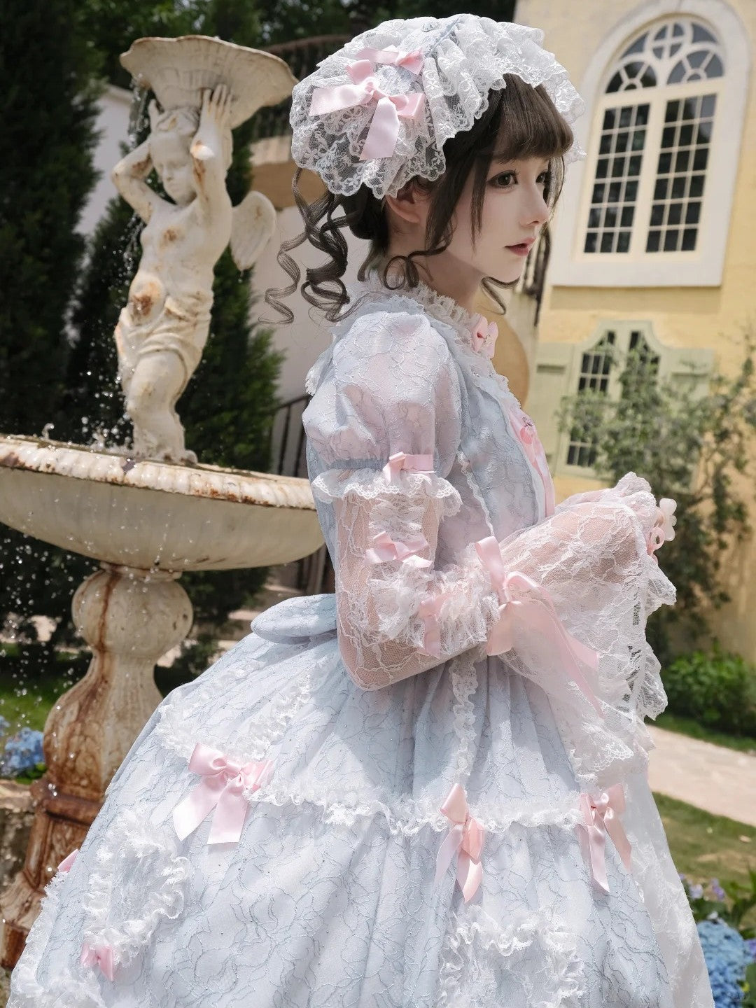 Lacy Doll Blue Rhinestone Lace Gorgeous Lolita OP