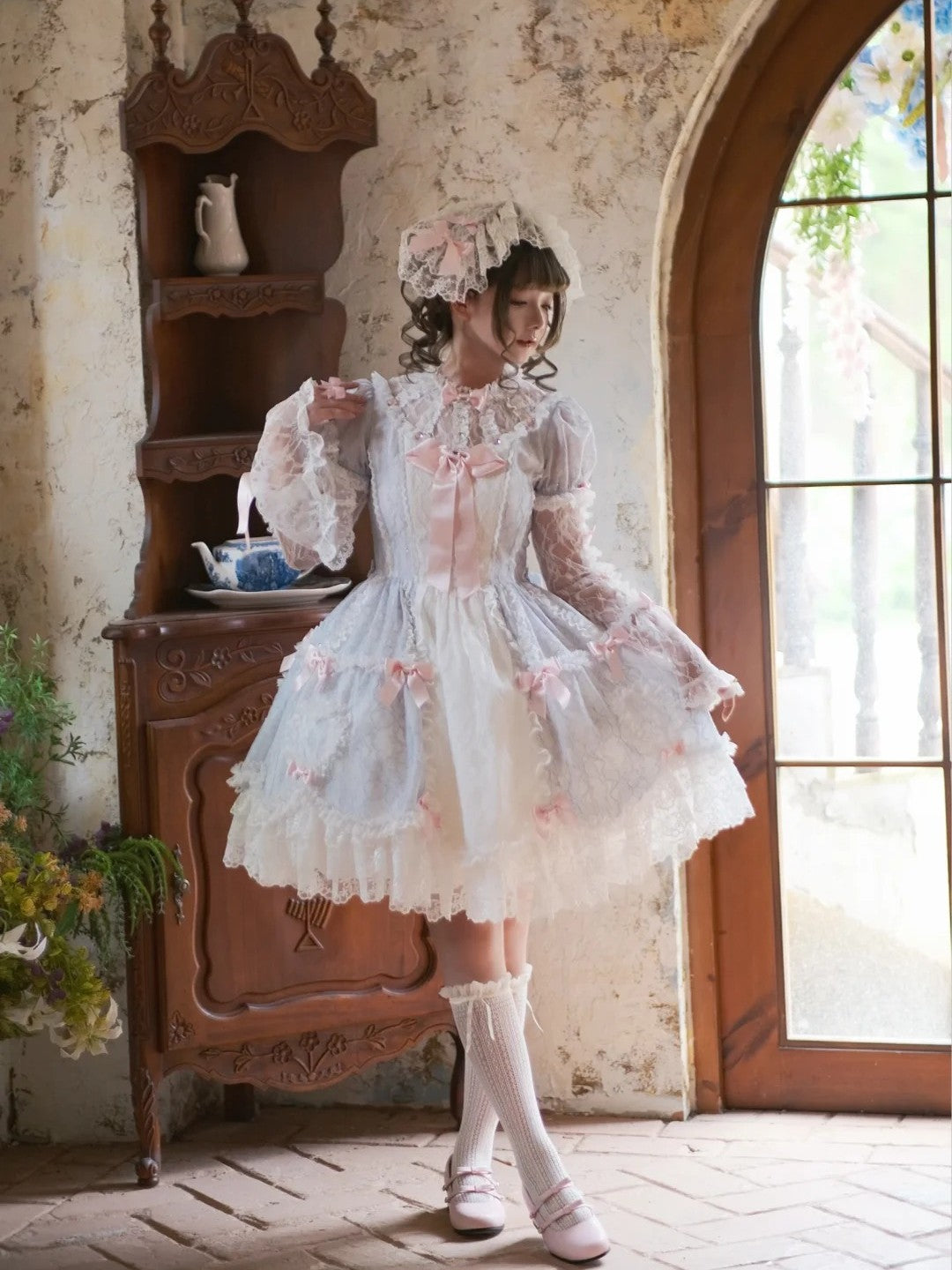 Lacy Doll Blue Rhinestone Lace Gorgeous Lolita OP