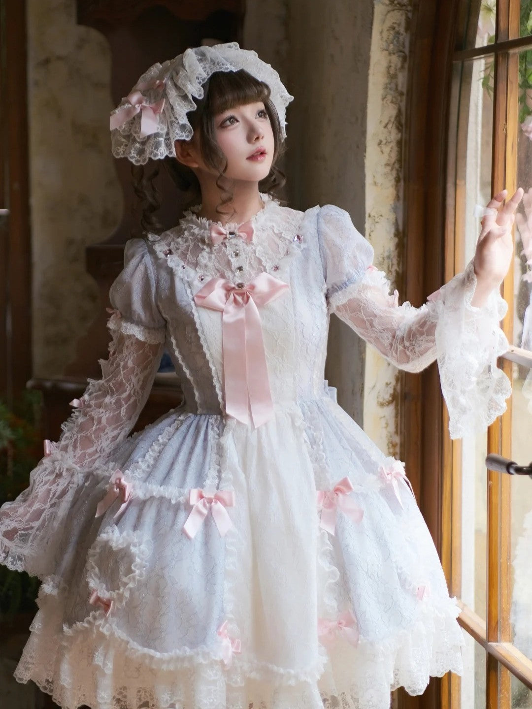 Lacy Doll Blue Rhinestone Lace Gorgeous Lolita OP